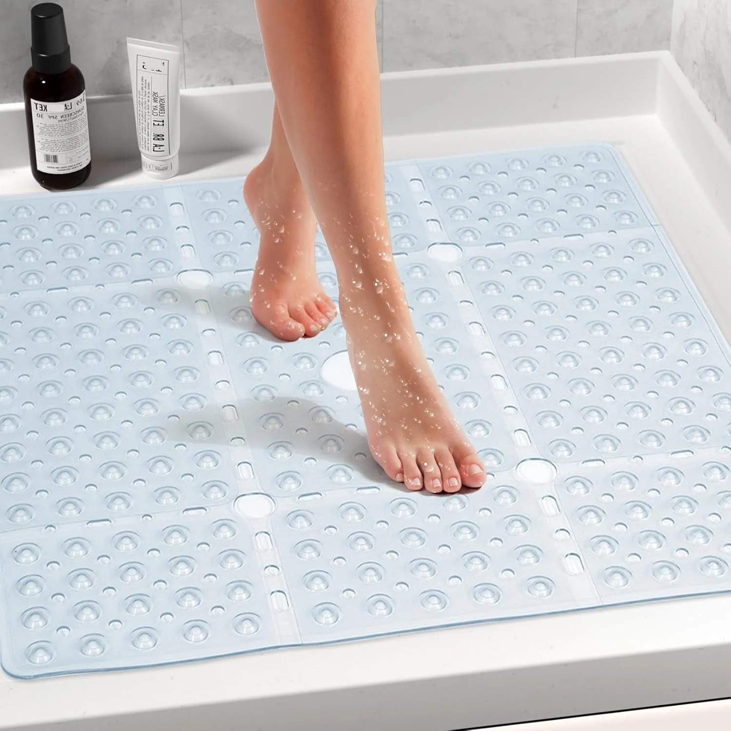 Bamboo Bath Mat - Alfombrilla de Ducha Cuadrada, 69x69cm Extra