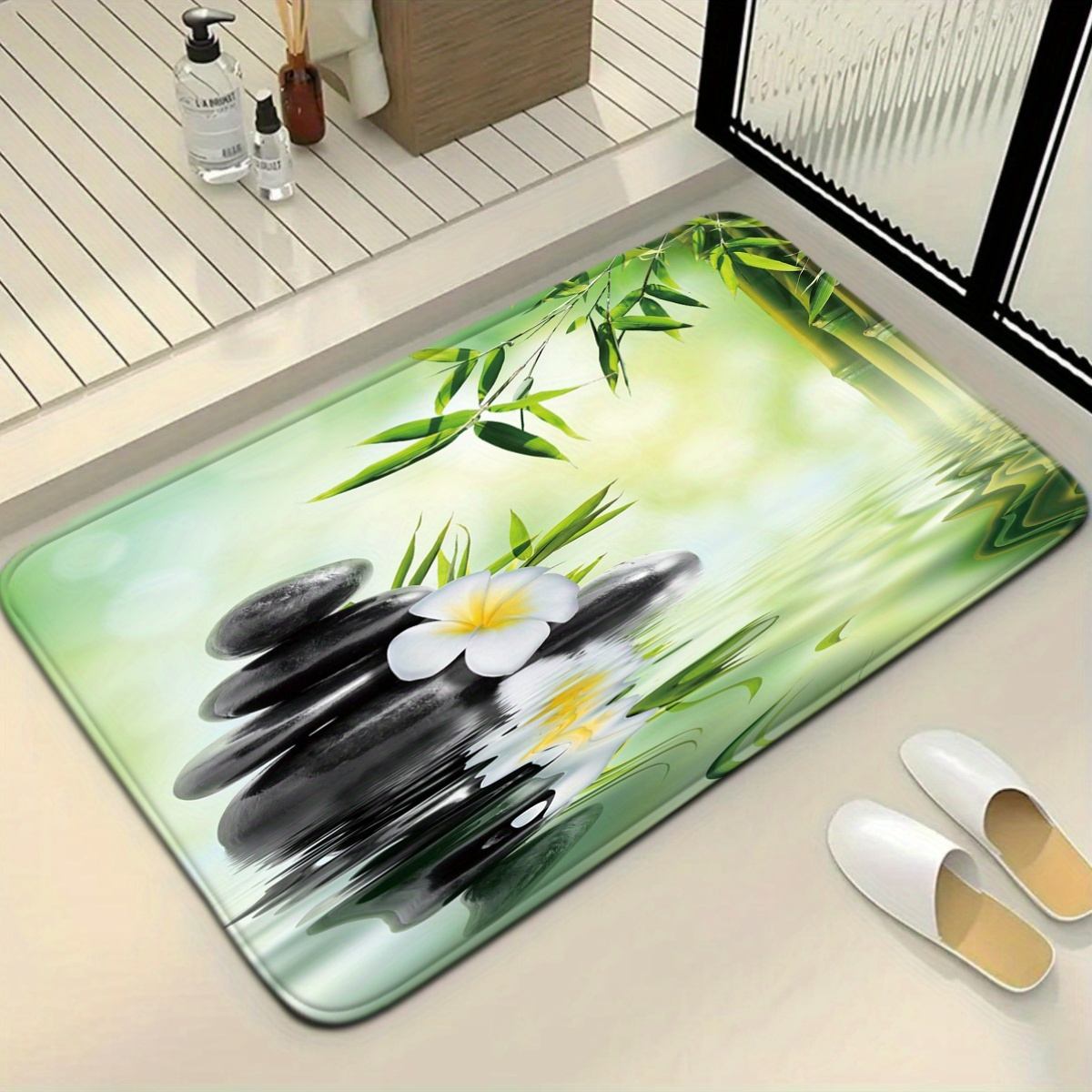 Juego de asiento de inodoro y  - Bamboo Bath Mat reseña y precio