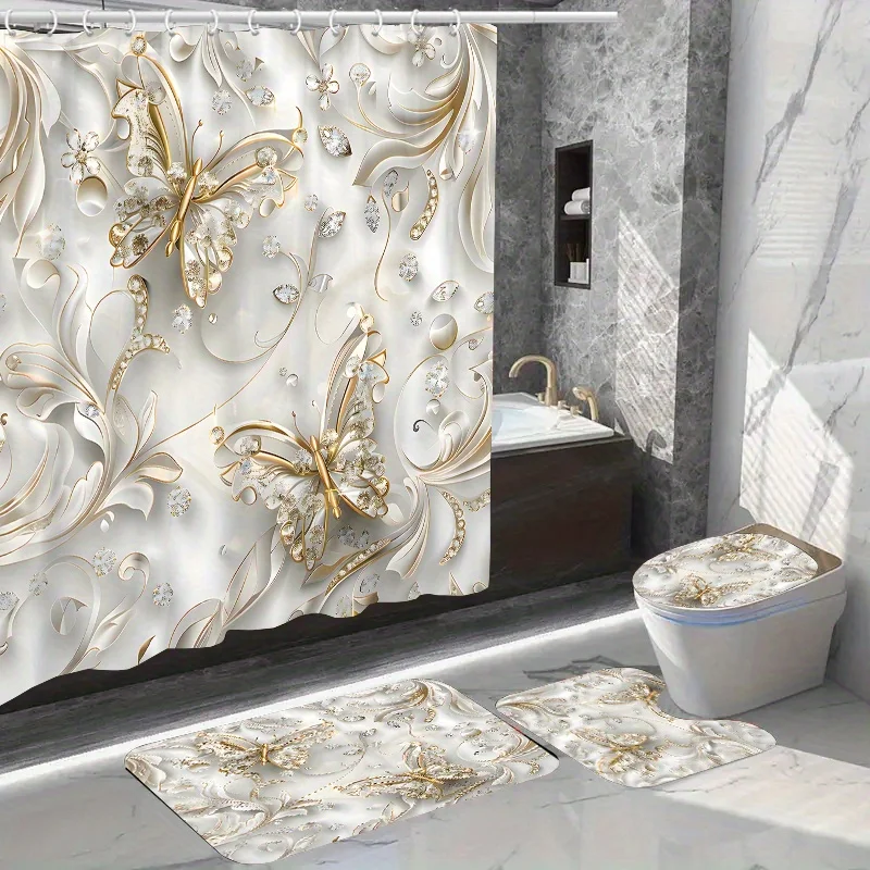 Juego de 4 cortinas de ducha d - Bamboo Bath Mat reseña y precio